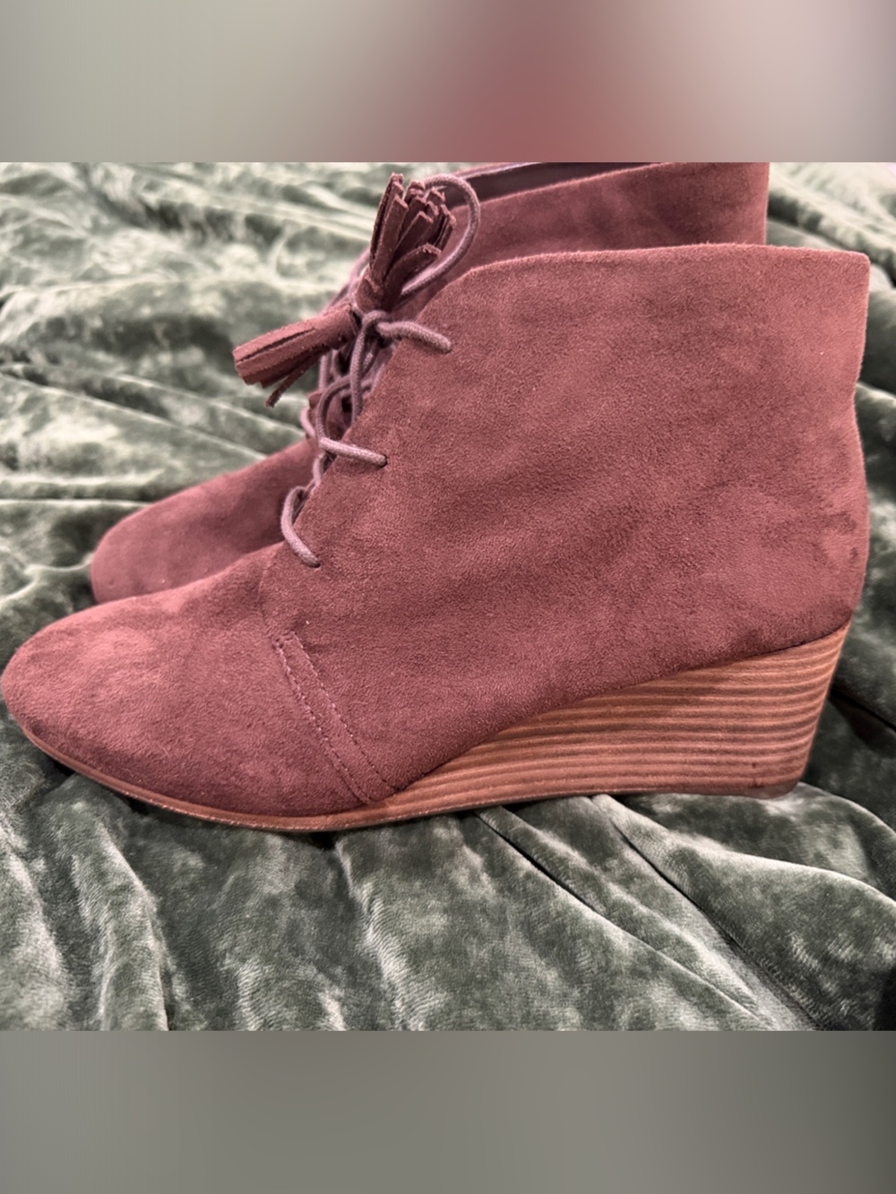 Dr. Scholl's Burgundy Suede Wedge Ankle Boots